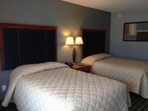 默夫里斯伯勒Safari Inn - Murfreesboro的酒店客房设有两张床和窗户。
