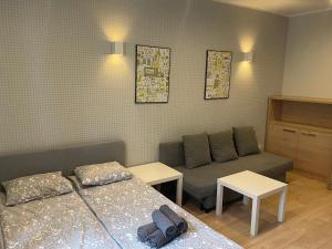 格但斯克RentApart Centrum的客厅配有床和沙发