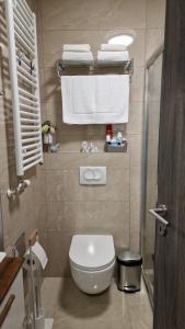 图兹拉Tuzla Trg - Tuzla Square的浴室配有白色卫生间和毛巾。