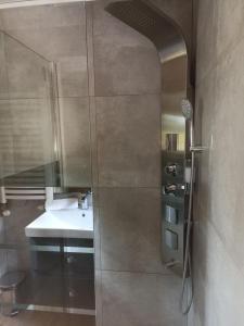 伊斯泰布纳Domek na Polance的一间带水槽和淋浴的浴室