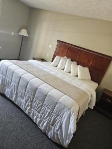 哥伦布市Platte Valley Inn的酒店客房配有一张带白色枕头的大床