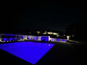 奥尔吉亚塔Euphoria Resort的游泳池在晚上亮蓝色