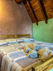 SillanoCasaGiulia的床上配有毯子和枕头