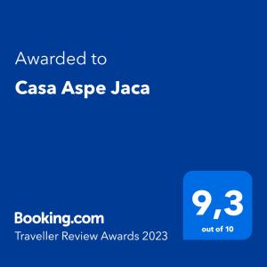 哈卡Casa Aspe Jaca的手机的屏幕,上面的文本被授予casa age salsa