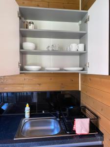 格但斯克Costa de Wyspa的厨房设有水槽和餐具架