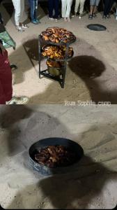 瓦迪拉姆Rum Sophia camp的火坑里做饭的一大堆食物