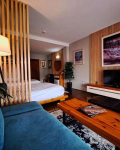 贝罗沃极光水疗度假酒店 的酒店客房,配有床和沙发