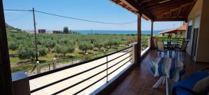 KarianíSmaragda Sea View Villa的享有葡萄园美景的阳台