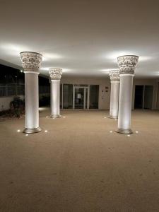 庞坦Loue super appartement standing的空房间中一排白色的柱子