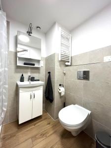 弗罗茨瓦夫Zarembowicza A36 Apartment - Self Check-In 20h - Parking &Lift的浴室配有白色卫生间和盥洗盆。