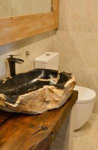 滨海托萨Can Senio 3的一间带石质水槽和卫生间的浴室