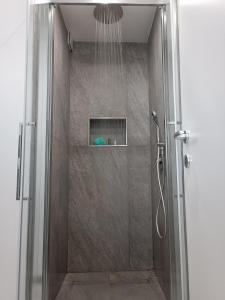 蒙德罗Clio's House - Mondello的浴室里设有玻璃门淋浴