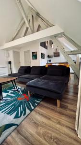 欧塞尔RhizHome - Coeur de ville, appartement spacieux的客厅配有几张沙发和一张桌子