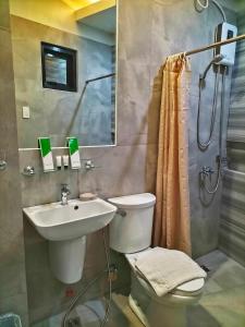 卡加盐德奥罗Dachannry's Place Hotel的一间带水槽、卫生间和淋浴的浴室