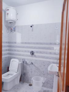 卡索尔Delight Homestay Kasol的一间带卫生间和水槽的浴室