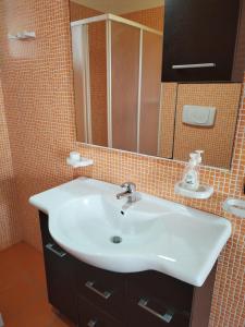 切萨雷奥港Bilo Olivieri Porto Cesareo的浴室设有白色水槽和镜子