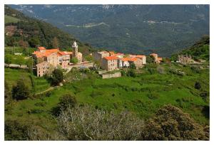 MelaCasadimela的绿色山丘上的小村庄,有房子