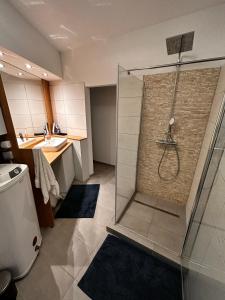 根尼斯迪亚斯Puzzle Haus的带淋浴和盥洗盆的浴室