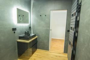 塔勒Appartement am Mythenweg的一间带水槽和镜子的浴室