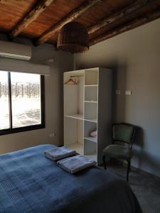 图努扬Finca La Clementina的卧室配有床、椅子和窗户。