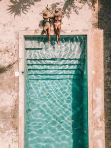 拉斯特拉纳斯君悦厄尔尼诺巴拉塔酒店的两个娃娃坐在游泳池的顶部