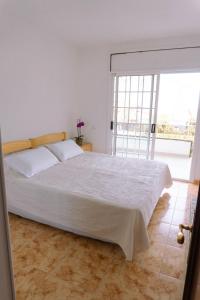 比利亚努埃瓦-赫尔特鲁Villa Felicidad的卧室配有白色的床和大窗户