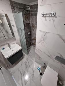 安塔利亚Royal Homes 503的白色的浴室设有水槽和卫生间。