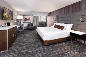 里诺J Resort的配有一张床和一张书桌的酒店客房
