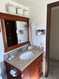 威斯康星戴尔All Star Inn & Suites的一间带水槽和镜子的浴室