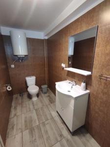 伯伊莱海尔库拉内Rio rooms的一间带水槽、卫生间和镜子的浴室