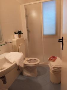 米兰马瑞提那海地酒店 的浴室配有卫生间、盥洗盆和淋浴。