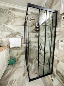 特拉布宗COUNTRY HOME的浴室里设有玻璃门淋浴