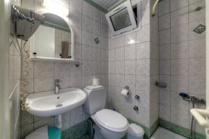 帕特雷海豚酒店 的一间带水槽、卫生间和镜子的浴室