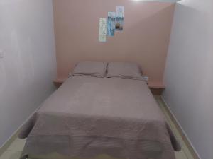 彼得罗利纳Kitnet Vila Marcela的一间小卧室,卧室内配有一张床铺