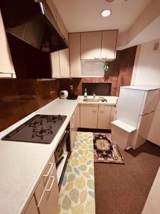 东京大山駅徒步4分平层90㎡超大客厅光线充沛（池袋至近）的厨房配有炉灶和白色冰箱。