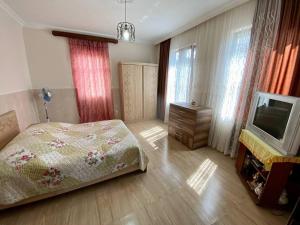 巴统Дом с 5 спальнями в Батуми的一间卧室配有一张床和一台电视。