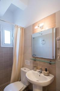 斯基亚索斯镇Annis House的一间带水槽、卫生间和镜子的浴室