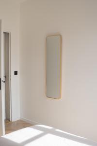蒙彼利埃Appartement 2 pièces Montpellier centre的白色房间墙上的镜子