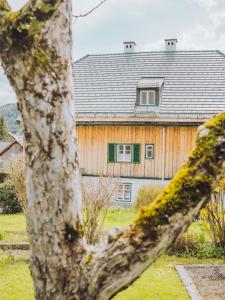 阿尔陶塞SIEGLGUT的灰色屋顶和绿色窗户的房子