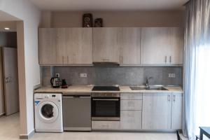 尼亚普拉加Anastasia's Apartments Halkidiki的厨房配有洗衣机和水槽