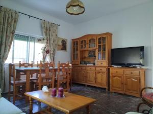 奇皮奥纳Villa Antonia的客厅配有餐桌和电视