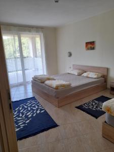 埃勒尼特Negresko Family Apartment的一间卧室配有两张床和两块地毯。