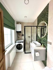 帕兰加D&A Apartamentai的一间带水槽和洗衣机的浴室