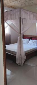 圣玛丽Villa Ste Marie的一间卧室配有一张带天蓬的床