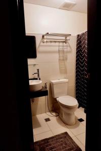 马尼拉Kasara Urban Resort and Residences的一间带卫生间和水槽的浴室