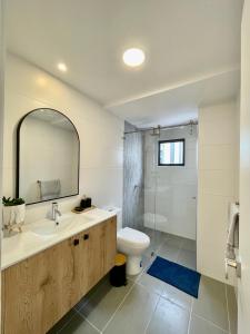 基多ItsaHome Selection - Torre Renua 9C的一间带水槽、卫生间和镜子的浴室