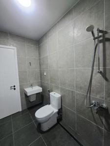 谢赫维蒂利HeyShekvetili的浴室配有白色卫生间和淋浴。