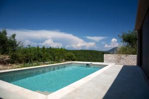 Andipáta ErísouAmahle Luxury Villas 2023的房屋前的游泳池