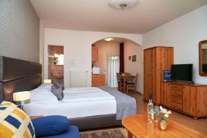 比克碧姬布克法都公寓的一间卧室设有一张床和一间客厅。