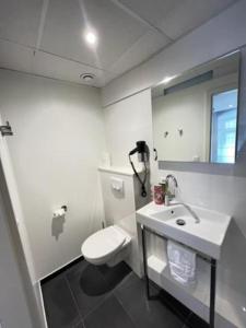 斯特拉斯堡Residence OLit Cathédrale的白色的浴室设有卫生间和水槽。